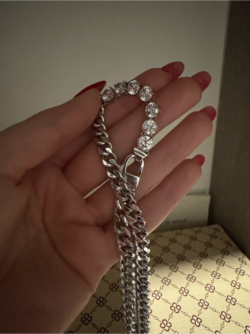 Melinda Maria Julian Loves Diamonds Necklace 6.8mm Cuban link. New. No tag. - Picture 5 of 5